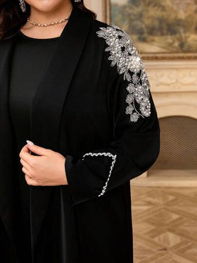 Al Najma فستان طويل كاجوال ذو أكمام طويلة للنساء كبيرات الحجم، عباية متواضعة