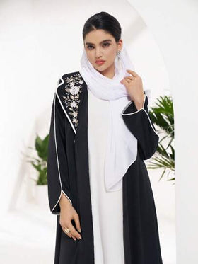 Al Najma عباءة أبايا عربية طويلة بسيطة كاجوال طويلة الأكمام فيها نقشات ملونة