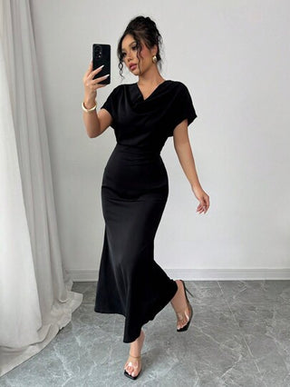 فساتين حريمي Rafferiza فستان أنيق ورومانسي من قماش مطبوع و ناعم للنساء ذو ياقة مكشكشة و شريط خلفي و خصر مشدود، مصمم بطراز الحورية للربيع المبكر