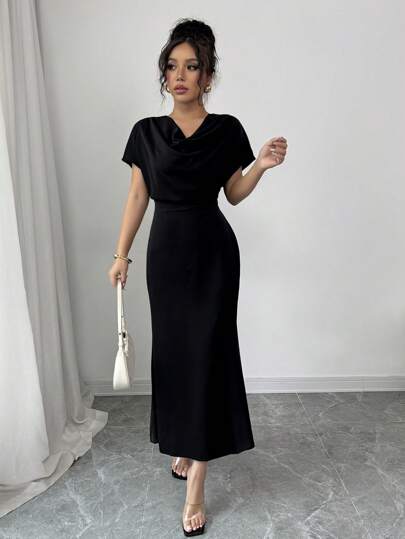 فساتين حريمي Rafferiza فستان أنيق ورومانسي من قماش مطبوع و ناعم للنساء ذو ياقة مكشكشة و شريط خلفي و خصر مشدود، مصمم بطراز الحورية للربيع المبكر