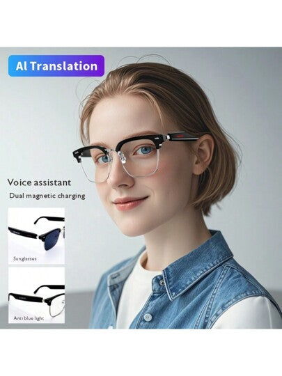 SENBONO نظارات ذكية SENBONO أصلية موديل 2025 بترجمة AI مدمجة والميكروفون والسماعات، مكالمات صوتية عالية الجودة وتشغيل الموسيقى، نظارات ذكية للصوت، مناسبة للرياضة والقيادة والصيد والارتداء اليومي بالمنزل، مفضلة للرجال والنساء، أفضل هدية للرجال والنساء