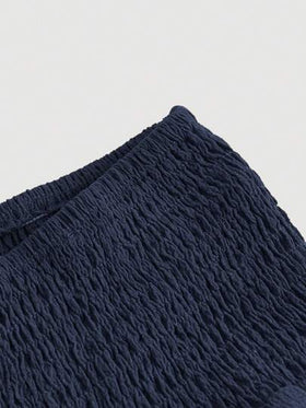 SHEIN MOD تنورة خط A قابلة للسحب أحادية اللون ، مطوية بشكل بسيط ، للاستخدام اليومي العادي للنساء