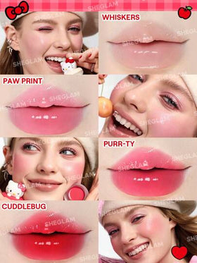 Hello Kitty｜SHEGLAM بلسم True Love Dewy متعدد الاستخدامات-طبعة مخلب حمره بلشر علامة تجارية جمال مكياج ميكب مستحضرات تجميل للنساء الفتيات مثالي لفصل الشتاء الربيع مثالي ل- Y2K أزياء أنيقة رمضان هدية حفلة جاهز أفضل لون