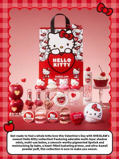 Hello Kitty｜SHEGLAM بلسم True Love Dewy متعدد الاستخدامات-طبعة مخلب حمره بلشر علامة تجارية جمال مكياج ميكب مستحضرات تجميل للنساء الفتيات مثالي لفصل الشتاء الربيع مثالي ل- Y2K أزياء أنيقة رمضان هدية حفلة جاهز أفضل لون