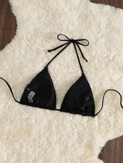 SHEIN Swim الجزء العلوي لبيكيني نجمي ذو ألوان متباينة وتطريز بروش، بيكيني ذو مثلثات مايكرو جذابة