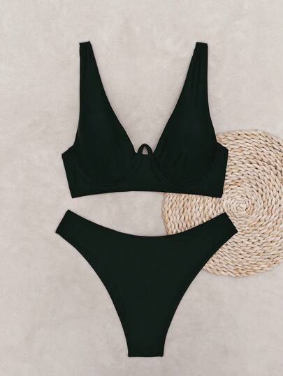 طقم تانكيني حريمي Swim SXY مجموعة أطقم كامسول جسمي صلبة ذات حمالات سلكية للنساء، قطعتان، مناسبة للأجواء الصيفية والعطلات الشاطئية وأجواء المهرجانات ذات الطابع البوهيمي
