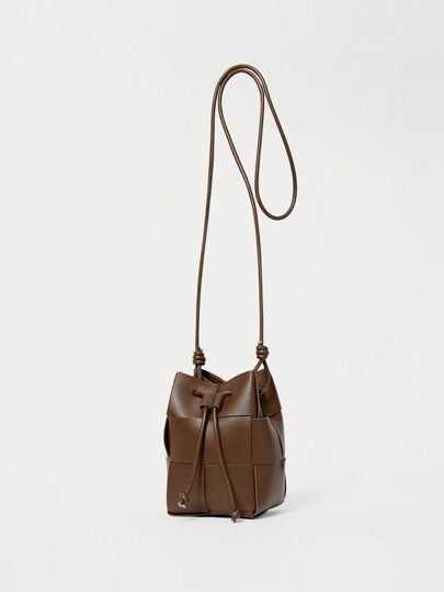 حقيبة كروسبودي ميني كاجوال منسوج نسيج تصميم رباط