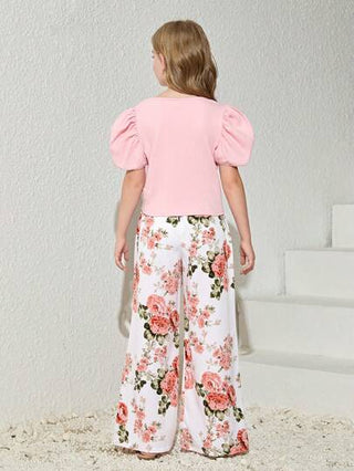 girls-sets مجموعة قطعتين مطبوعة كاجوال للفتيات البالغات في عطلة