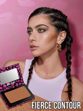 Misslyn مجموعة بودرة تحديد ملمس وفرشاة بروت، بودرة تحديد ومساحيق لتفتيح البشرة، بودرة تفتيح البشرة المطفأة، ملمس ناعم بنسيج بودري مكثف ،مع مرآة ، بودرة تفتيح وجه لتحديد الملامح ، دائمة،خفيفة، ناعمة، سهلة الدمج