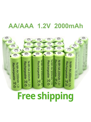 بطاريات قابلة للشحن سعة 2000 مللي أمبير في الساعة AAA و AA بجهد 1.2 فولت مع شاحن USB مخصص وحماية من الدائرة القصيرة (الشاحن مناسب فقط لشحن هذه البطارية)
