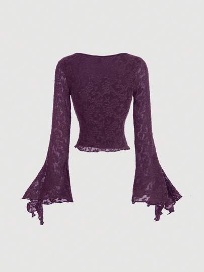 SHEIN MOD ملابس علوية أنيق وأنثوي بربطة أمامية، تي شيرت جميل للنساء، ملابس علوية نسائية مجوفة للخروج في فصل الخريف والشتاء، ملابس علوية أميرة نسائية لارتداء خروج