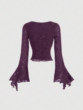 SHEIN MOD ملابس علوية أنيق وأنثوي بربطة أمامية، تي شيرت جميل للنساء، ملابس علوية نسائية مجوفة للخروج في فصل الخريف والشتاء، ملابس علوية أميرة نسائية لارتداء خروج