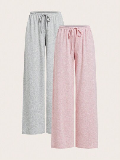 EZwear بنطلون نسائي قطني واسع الساق بلونين، كاجوال وعصري للارتداء اليومي