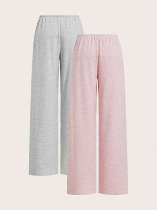 EZwear بنطلون نسائي قطني واسع الساق بلونين، كاجوال وعصري للارتداء اليومي