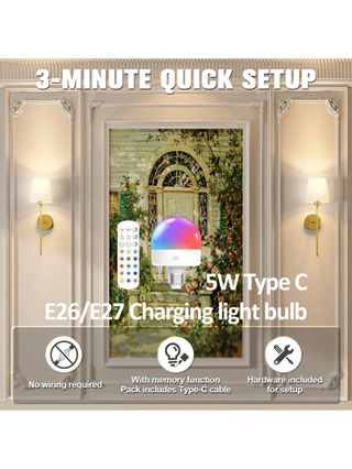 1/ 2 قطعة جهاز إنارة حائطي شمالي لاسلكي ذو مصباح LED RGB قابل للشحن/ بدون مصباح RGB، إضاءة حائطية لغرفة النوم والردهة والممر والمنزل، إضاءة ليلية جانبية السرير ، ديكور إنارة منزلية عند مدخل المنزل