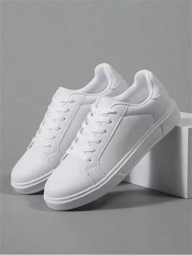 حذاء رياضي عارض مريح unisex برباط 36-45، حذاء أبيض عالي الموضة، حذاء رياضي ناعم متعدد الاستعمال للطلاب، مقاوم للانزلاق والتآكل