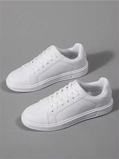 حذاء رياضي عارض مريح unisex برباط 36-45، حذاء أبيض عالي الموضة، حذاء رياضي ناعم متعدد الاستعمال للطلاب، مقاوم للانزلاق والتآكل