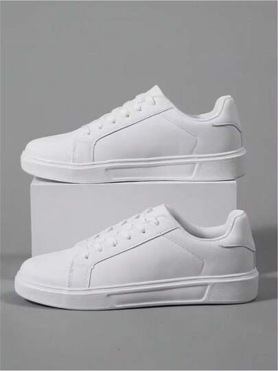 حذاء رياضي عارض مريح unisex برباط 36-45، حذاء أبيض عالي الموضة، حذاء رياضي ناعم متعدد الاستعمال للطلاب، مقاوم للانزلاق والتآكل