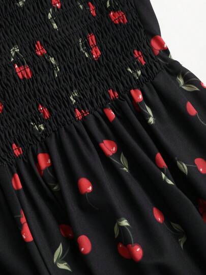 Sweetra بدلة نسائية بطراز صيفي جديد مفتوحة الظهر بتصميم ياقة V عميقة وأربطة علامة الكرز