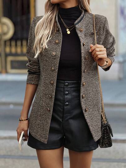 SHEIN LUNE جاكيت نسائية بأكمام طويلة يومية عادية بسيطة