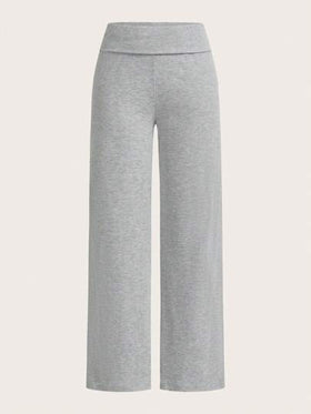 SHEIN EZwear 2 حبة بنطلون نسائي بخصر مرتفع واسع الساق مستقيم الساق مناسب للصيف