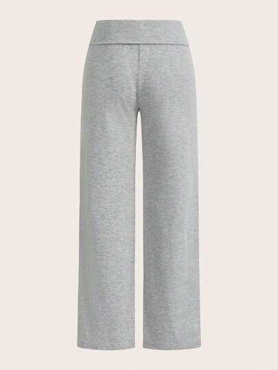 SHEIN EZwear قطعتان من السراويل الواسعة ذات الخصر العالي والطباعة الجرافيكية للنساء، مريحة وكاجوال، مناسبة للصيف والعودة إلى المدرسة والسفر بالمطار والخروج