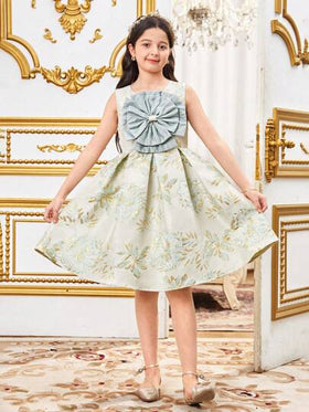 SHEIN Leap Crew فستان أنيق بدون أكمام مطبوع بالزهور لفتيات المراهقات