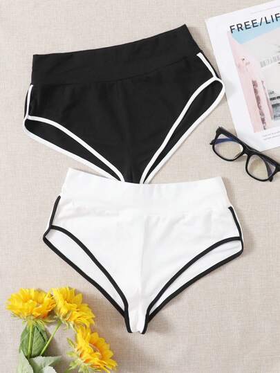 SHEIN EZwear شورتات رياضية بلوكات لون للنساء عبوتان