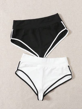 SHEIN EZwear شورتات رياضية بلوكات لون للنساء عبوتان