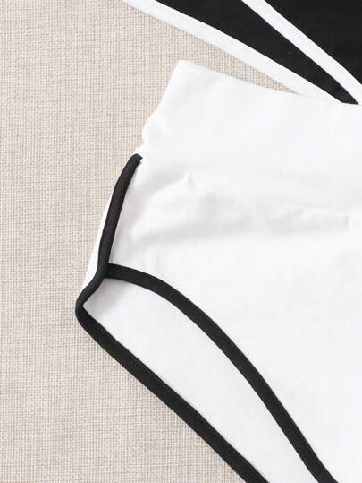 SHEIN EZwear شورتات رياضية بلوكات لون للنساء عبوتان