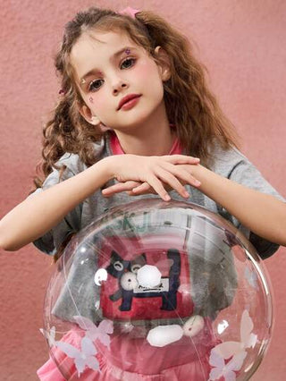 ملابس بناتي ASK JUNIOR تي شيرت كاجوال كم قصير للبنات المراهقات، طباعة رسومية جميلة على الرقبة المستديرة