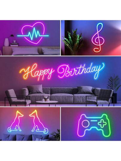 أضواء شريط نيون LED قوسي RGB - جهاز تحكم عن بعد 44 مفتاح، مرن، يعمل بالطاقة عبر USB، جو متغير الألوان لديكور غرفة النوم والأماكن الخارجية، سهل التركيب، موفر للطاقة، إضاءة ليلية، أضواء ليد، إضاءة ليد