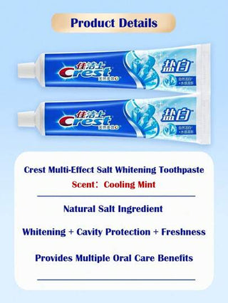 CREST 4 أنبوبة معجون أسنان مفعم بالملح المبيض - 90 جرام / 3.17 أونصة لكل واحد، مكون طبيعي من الملح، يبيض الأسنان ويحمي من التسوس ويحافظ على نضارتها ويوفر فوائد متعددة للرعاية الفموية، يقلل من الصفيحة والبقع، ل- الاستخدام اليومي