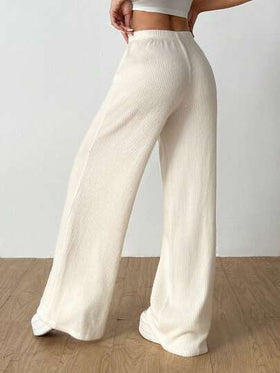 SHEIN EZwear سراويل نسائية بقصة فضفاضة وساق واسعة ذات لون أحادي للاستخدام اليومي