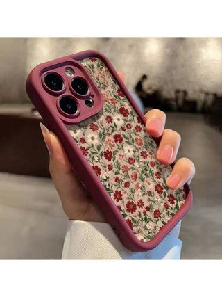 حافظة تفاح ذات طباعة بسيطة بنمط درجات البرغندي متوافقة مع أجهزة iPhone 16 15 Pro Max 14 Plus 13 12 11 ProMax ، أبيض، مقاوم للأتربة والأوساخ، حالة واقية، هدية عيد مبتكرة متوافقة مع سلسلة Samsung