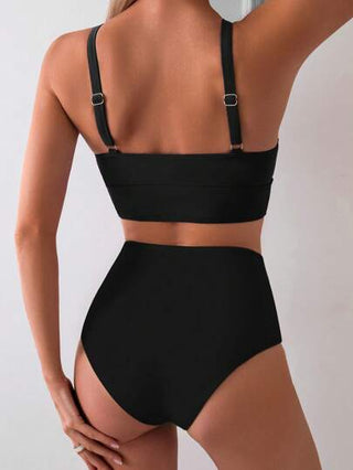 طقم تانكيني حريمي Swim Basics 2 مجموعة بكيني للنساء ذات خصر عال أسود بطراز عادي مناسب للعطلة