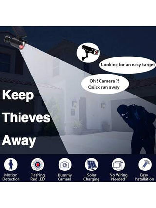 أضواء حديقة سولارية للأمن، كاميرا وهمية لمراقبة حركة بالأشعة تحت الحمراء، إضاءة حساسة للحركة لمواقع الحظيرة والمدخل