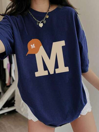 ملابس بناتي T-shirt كاجول مطبوع بأكمام قصيرة للفتيات المراهقات ، ملابس علوية صيفي ، ملابس طلاب