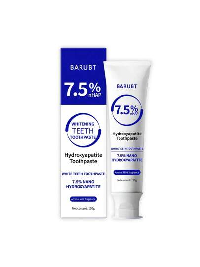 BARUBT قطعة واحدة معجون أسنان لتبييض الأسنان المحتوي على هيدروكسيل أباتيت، يحتوي على 7.5% من مادة واقية للمينا لحمايتها، تنظيف عميق وتبييض، منعش للأنفاس، 120جم
