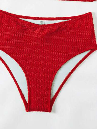 Swim مجموعة ملابس سباحة نسائية مكونة من ملابس علوية بيكيني بقطعتين والسراويل الأساسية ذو لون متجانس