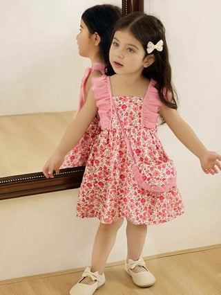 فساتين بيبي Glamorique Kids مجموعة 2 قطعة: فستان مورق وحقيبة ظهر للبنات الصغيرات/ الأطفال 0-3 سنوات للربيع والصيف، أنيق وكاجوال