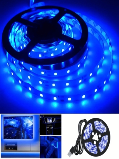 1 قطعة إضاءة شريط LED تعمل ب- USB - دافئ/أبيض/أزرق، سهل التركيب لإضاءة الخلفية للتلفاز وديكور المنزل، مثالية للأعراس والحفلات وديكور المنزل وغيرها، 60 مصباح LED/م