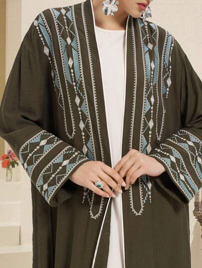 Al Najma عباءة نسائية عربية فاخرة مطرزة ، ثوب محتشم