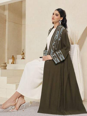 Al Najma عباءة نسائية عربية فاخرة مطرزة ، ثوب محتشم