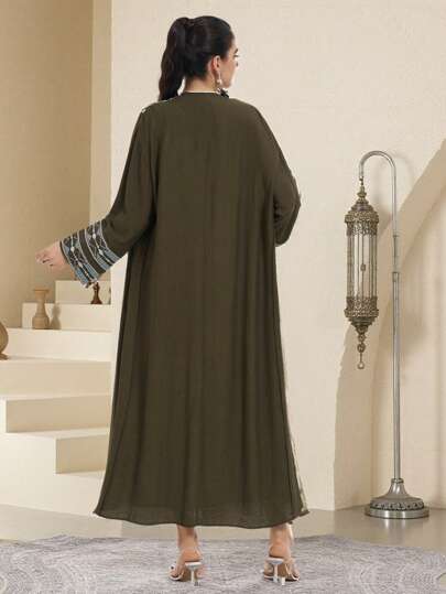 Al Najma عباءة نسائية عربية فاخرة مطرزة ، ثوب محتشم
