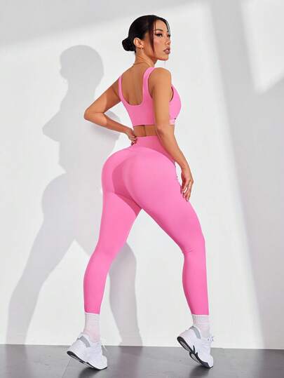 SHEIN Sport Studio مجموعة سترة رياضية مريحة وطقم سروال من قطع الألوان