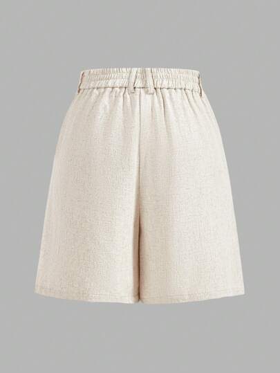 SHEIN LUNE شورتات صيفية، بنطلونات كتان صيفية للنساء، ملابس كاجوال