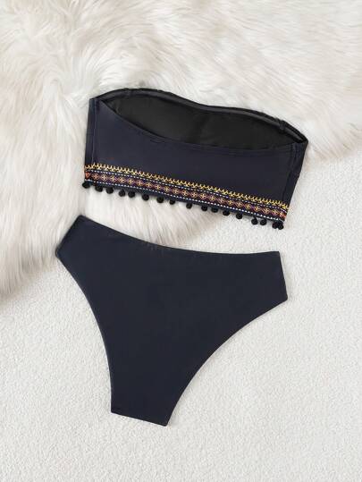 Swim Vcay بحاره نسائية ،مجموعة بكيني 2 قطعة لفصل الصيف ، ملابس علوية على شكل باندو بدون سلك وسفلي من نمط بوهيمي معلائم لأسلوب المهرجانات، عطلة