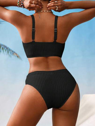 Swim Vcay مجموعة بيكيني خلطة مضلعة بياقة على شكل V للنساء