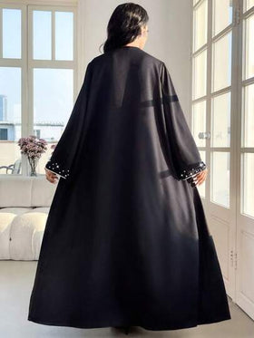 Al Najma عباية نسائية طويلة الأكمام ماكسي ذات تطريز ملون، محتشمة